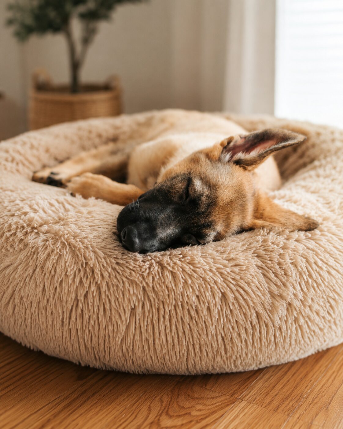 Anxious puppy finally sleeping peacefully